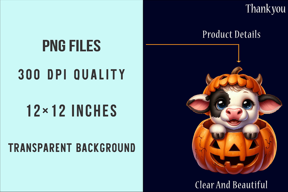 Adorable Cow Halloween PNG, an Illustration by SinaCreation (Photo 6 of 7)