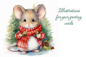 Cute Little Mouse In Winter Clothes