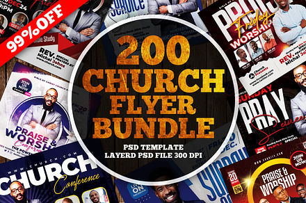 New-200 Church Flyers Bundle, a Flyer Template by AfzaalGraphics