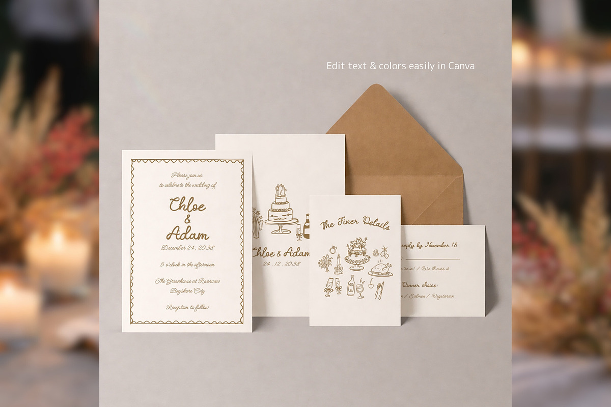 Wedding Invitation Suite Canva bd003, an Invitation Template by TyphoonStudio (Photo 7 of 9)