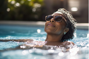 African woman enjoying water, a Nature Photo by Lermont51