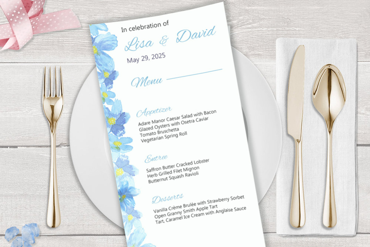 Blue Flower Watercolor Wedding Suite, an Invitation Template by Love Design (Photo 7 of 13)