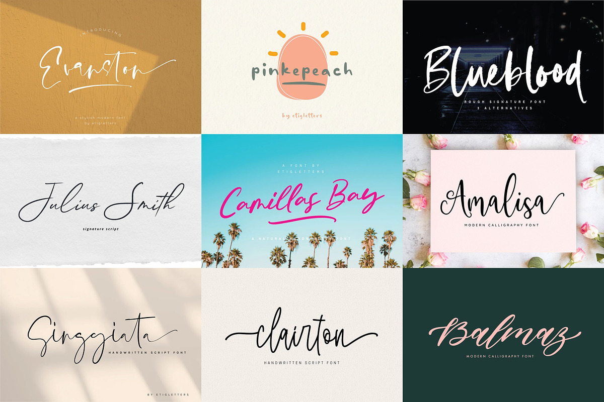 Handwritten Font Bundle Vol 1, a Script Font by etigletters (Photo 5 of 5)