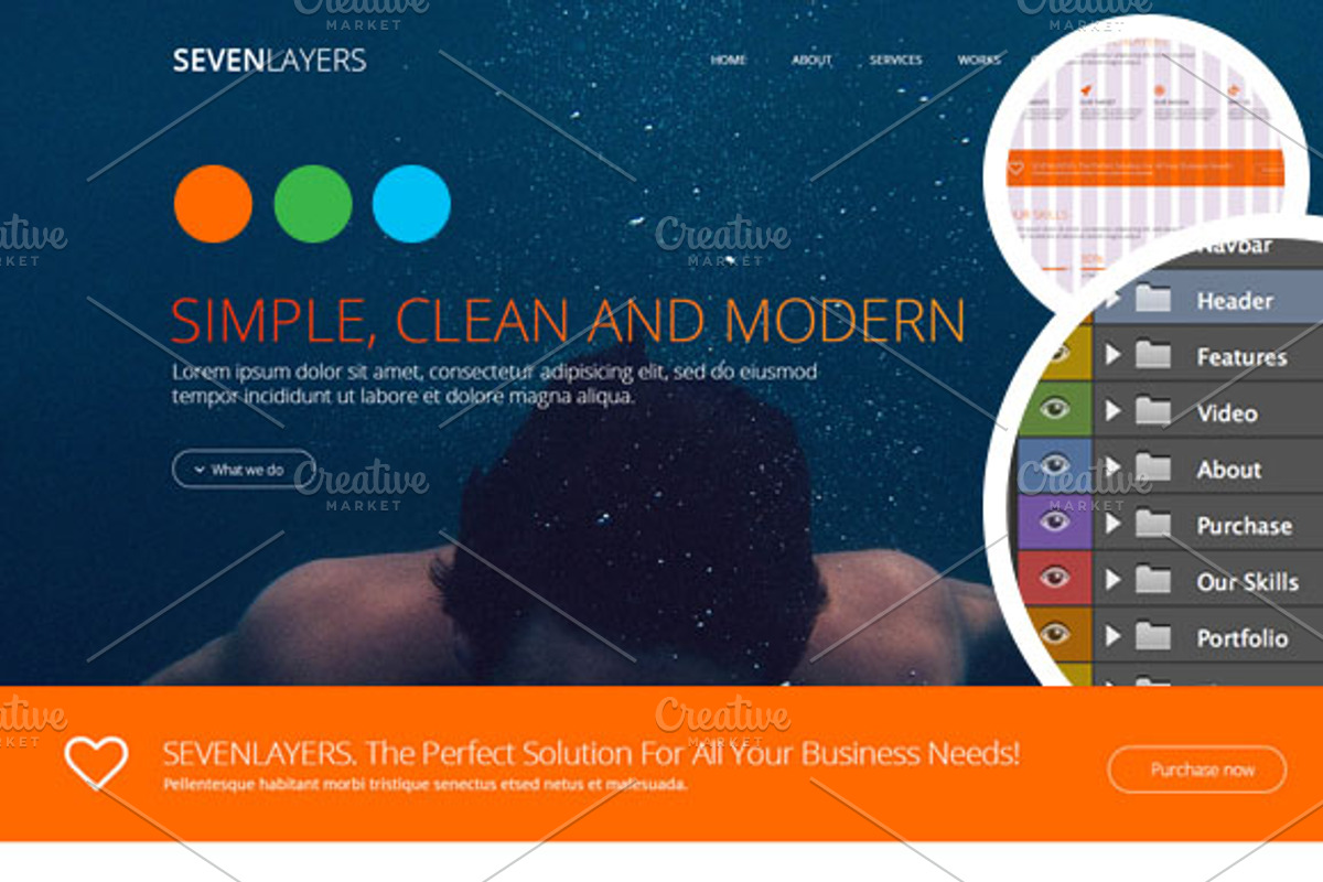 Creative one page Template PSD, a Landing Page Template by TokDesign (Photo 1 of 4)
