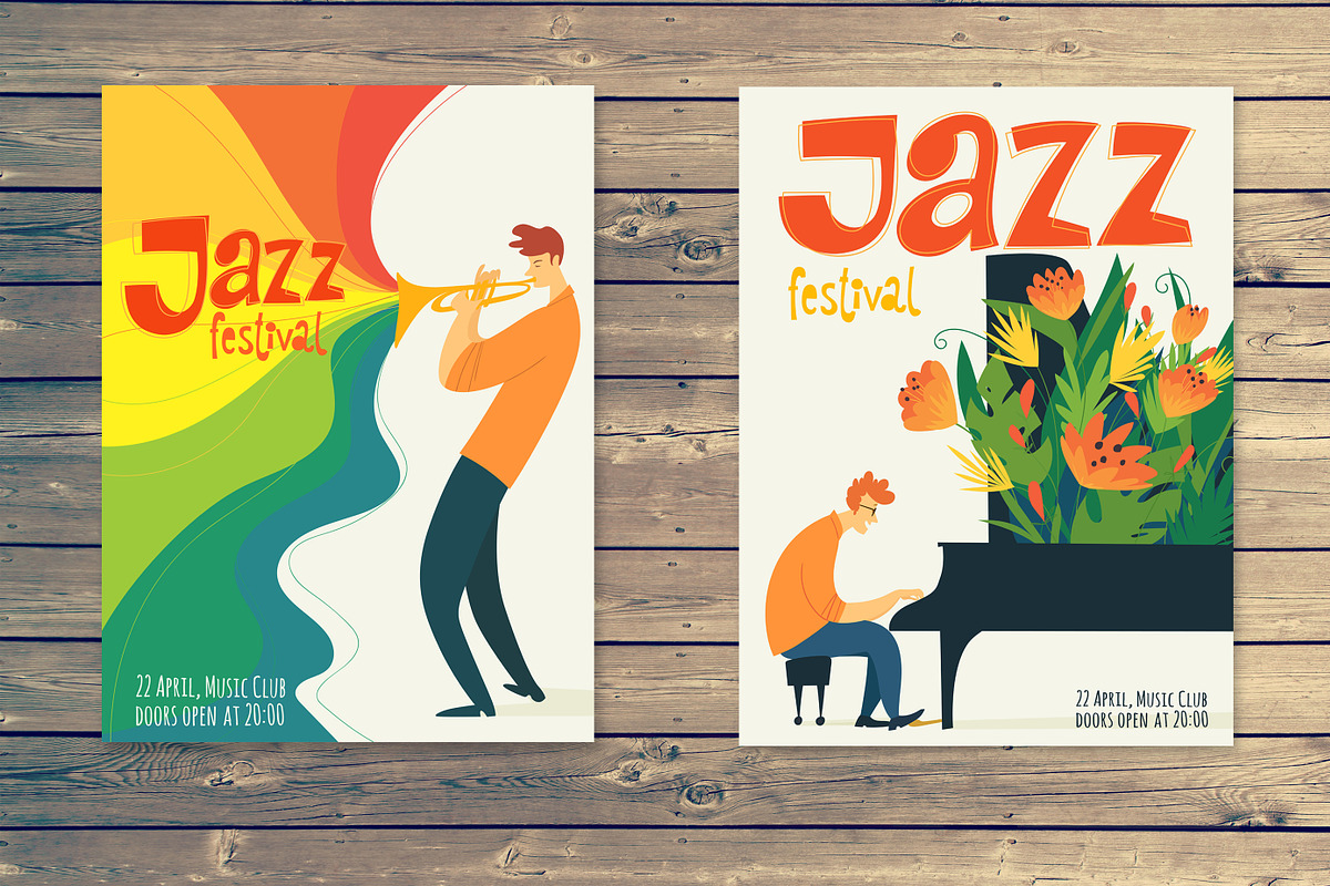 4 Unique Jazz Poster Designs, an Illustration by Giraffarte (Photo 3 of 6)