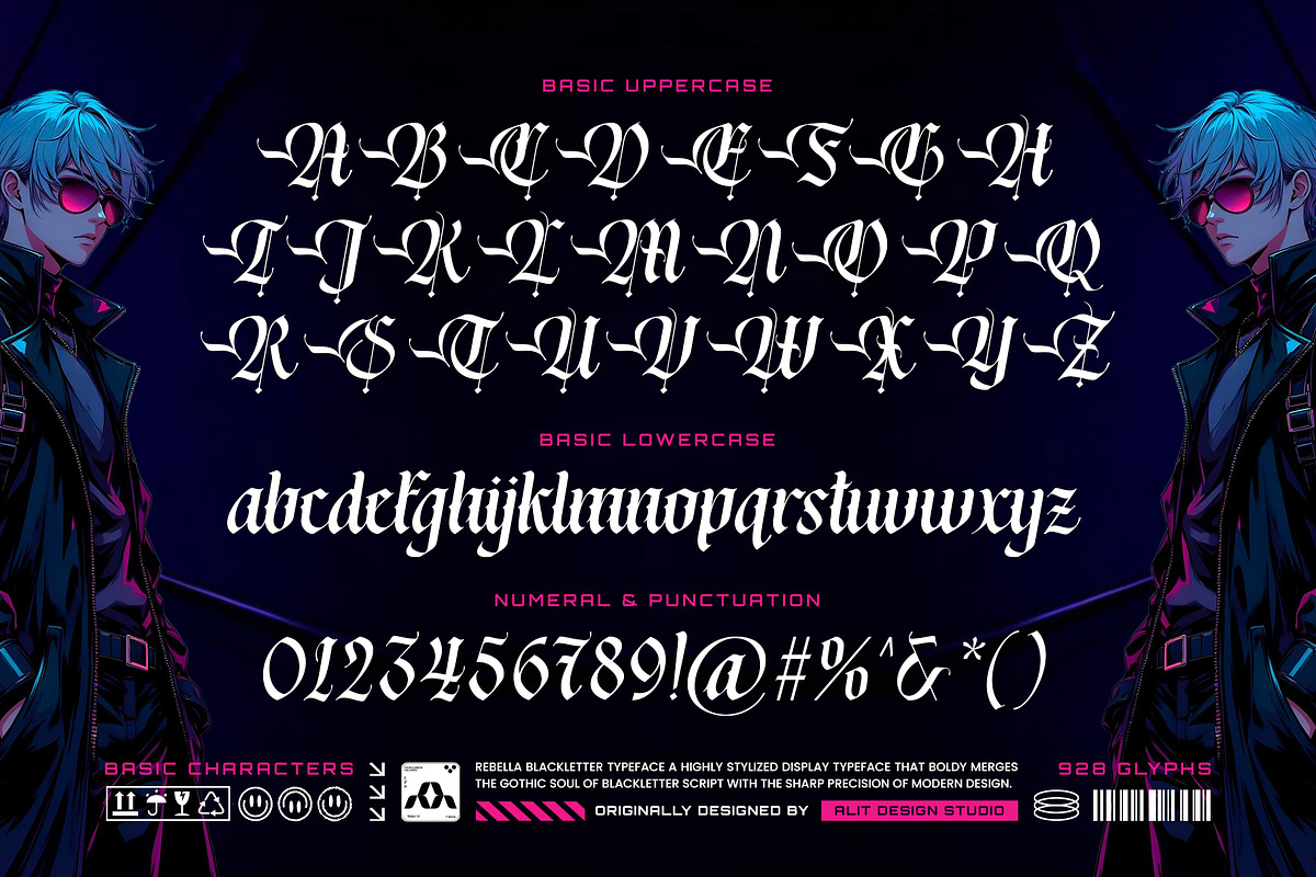 Rebella Typeface, a Blackletter Font by alit design (Photo 7 of 17)