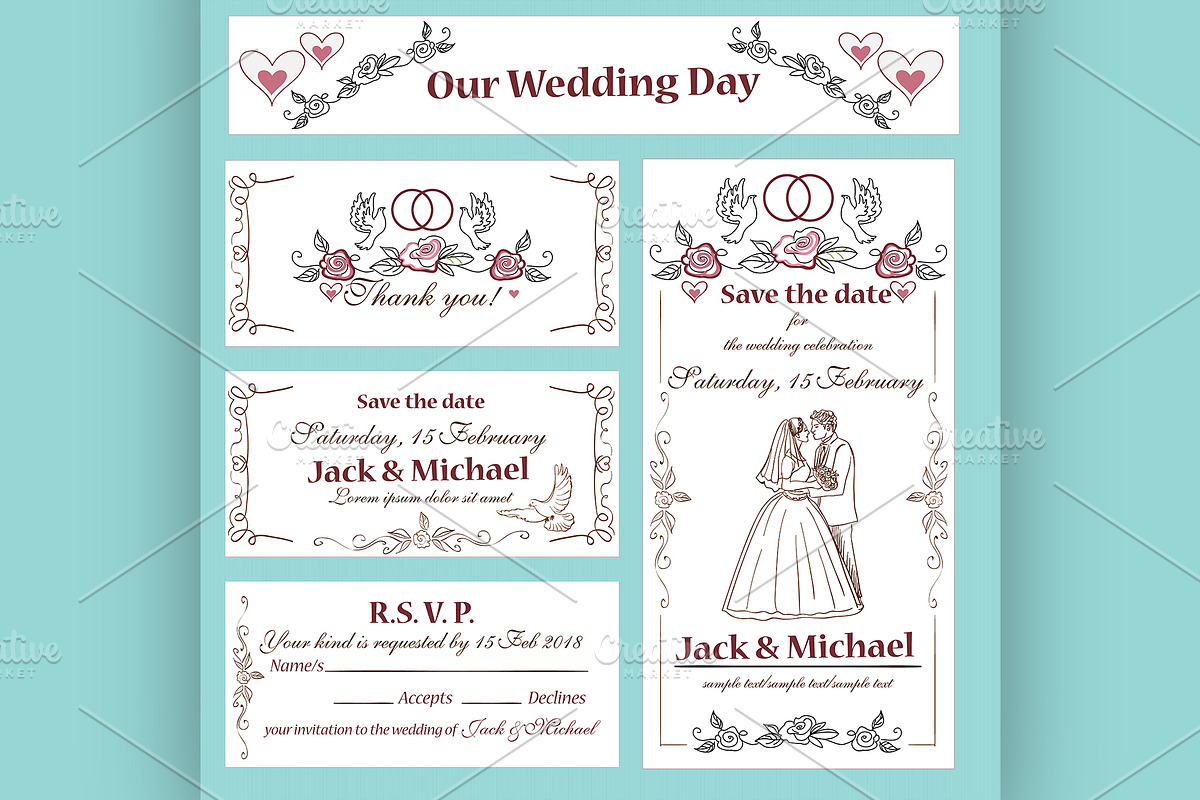Wedding invitation, thank you card, a Flyer Template by Netkoff