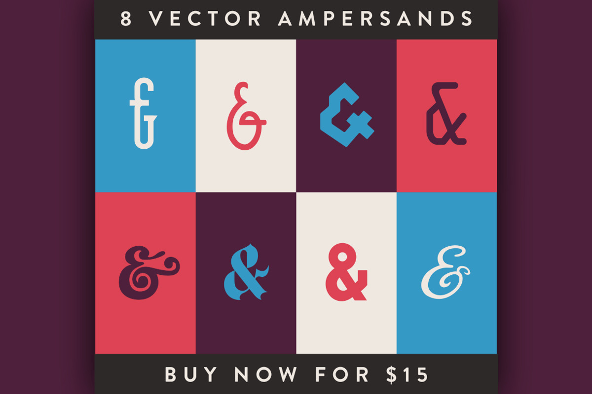 8 Vector Ampersands, an Illustration by Steve Wolf Designs