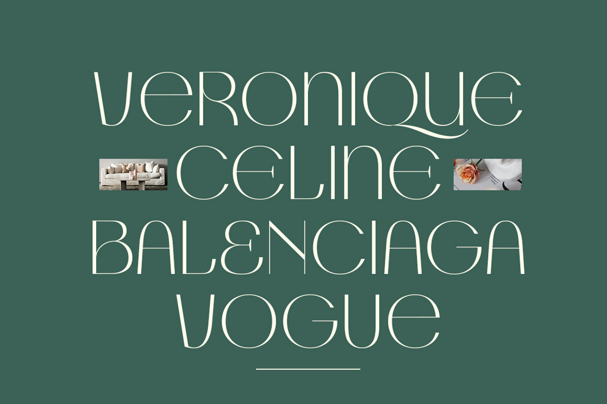 Veronika Luxurious | Bonus Logo, a Sans Serif Font by Mulkan Nazir (Photo 10 of 17)