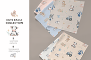 Farm Animals & Tractor Pattern Set, a Pattern Graphic by tetiartline (Thumbnail 1 of 8)