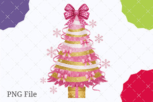 Glitter Coquette Christmas Tree Png, an Illustration by designcity5