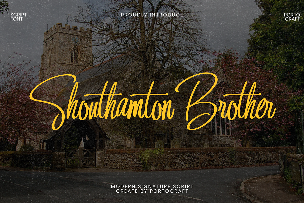 Shouthamton Brother Modern Signature, a Script Font by Portocraft (Photo 1 of 10)