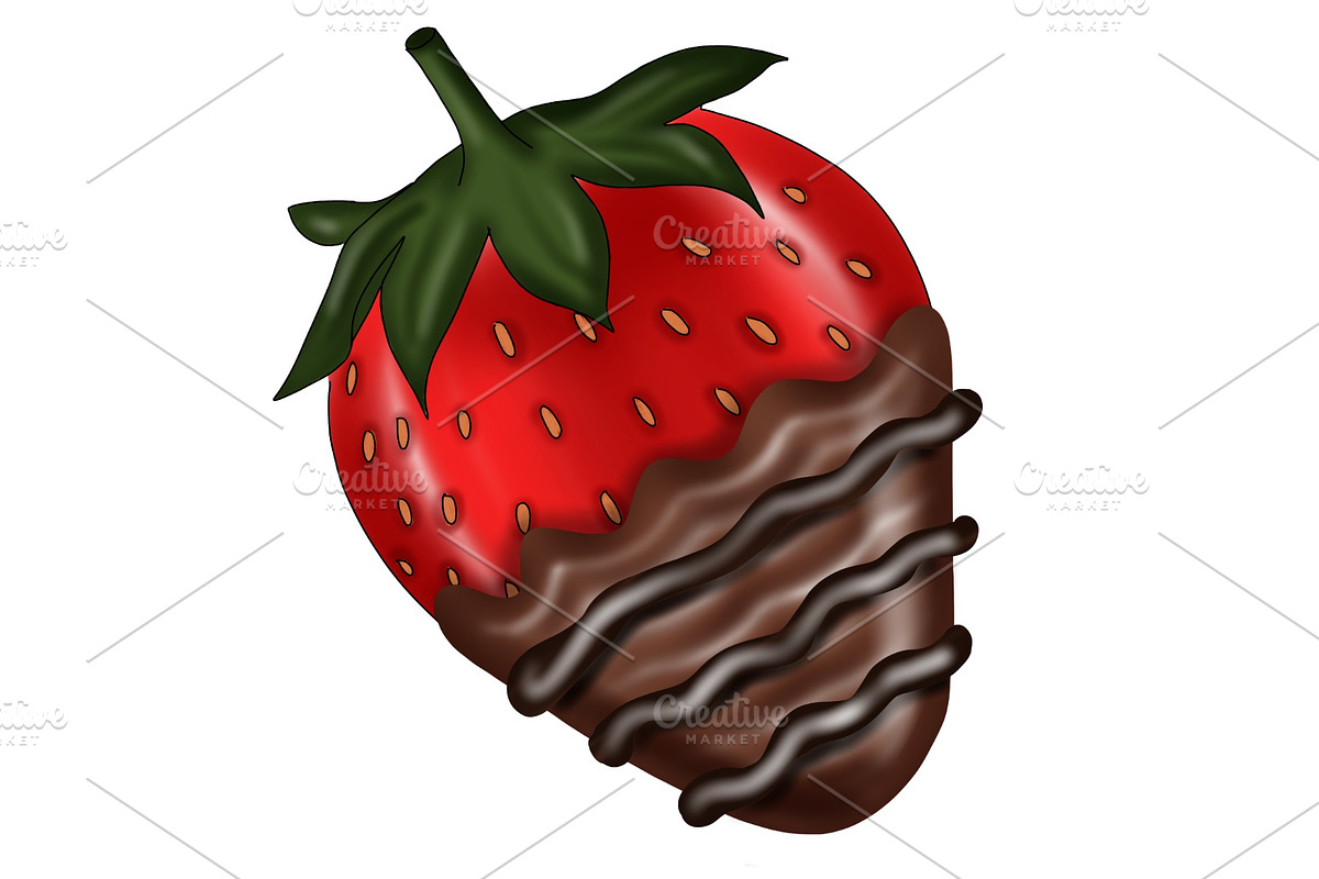 Chocolate Covered Strawberry Clipart, an Illustration by Elle P. Studio