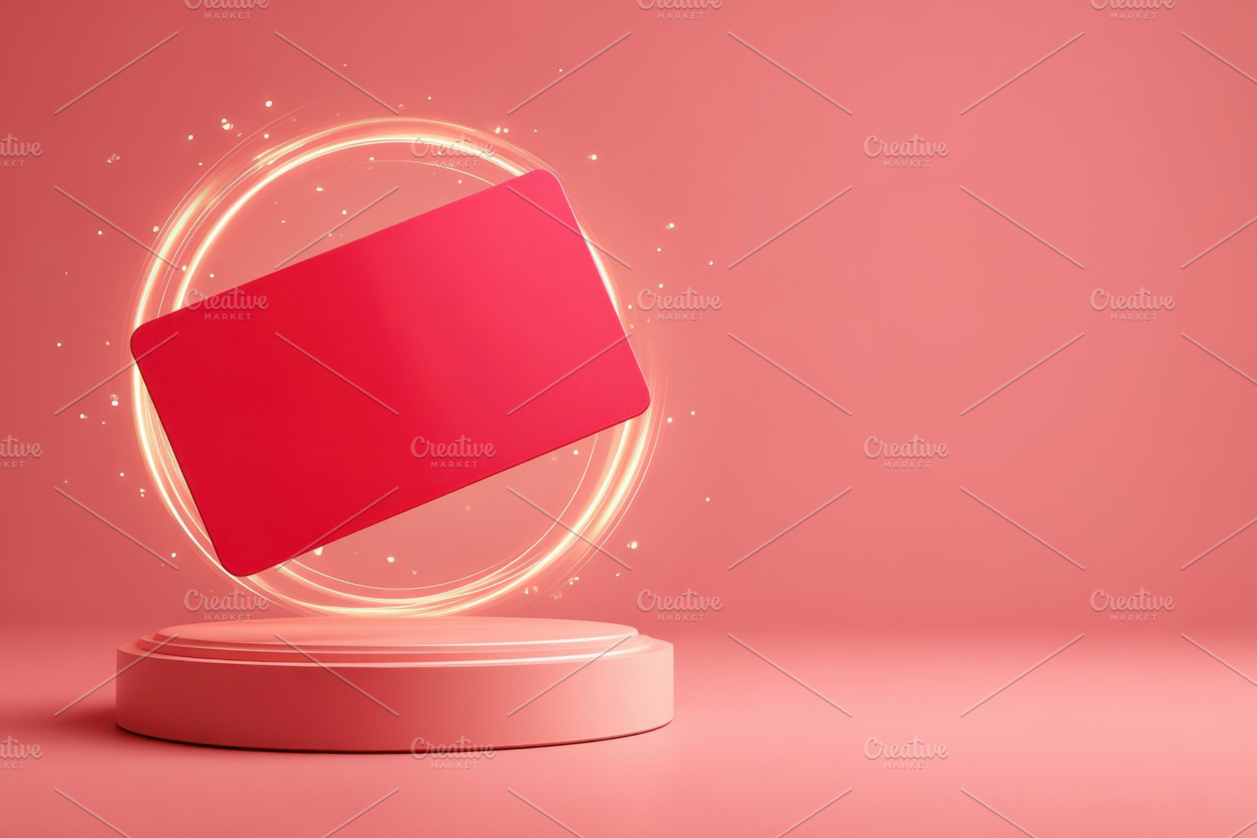 Floating red credit card with glowing ring, a Business Photo by AlyaAnd