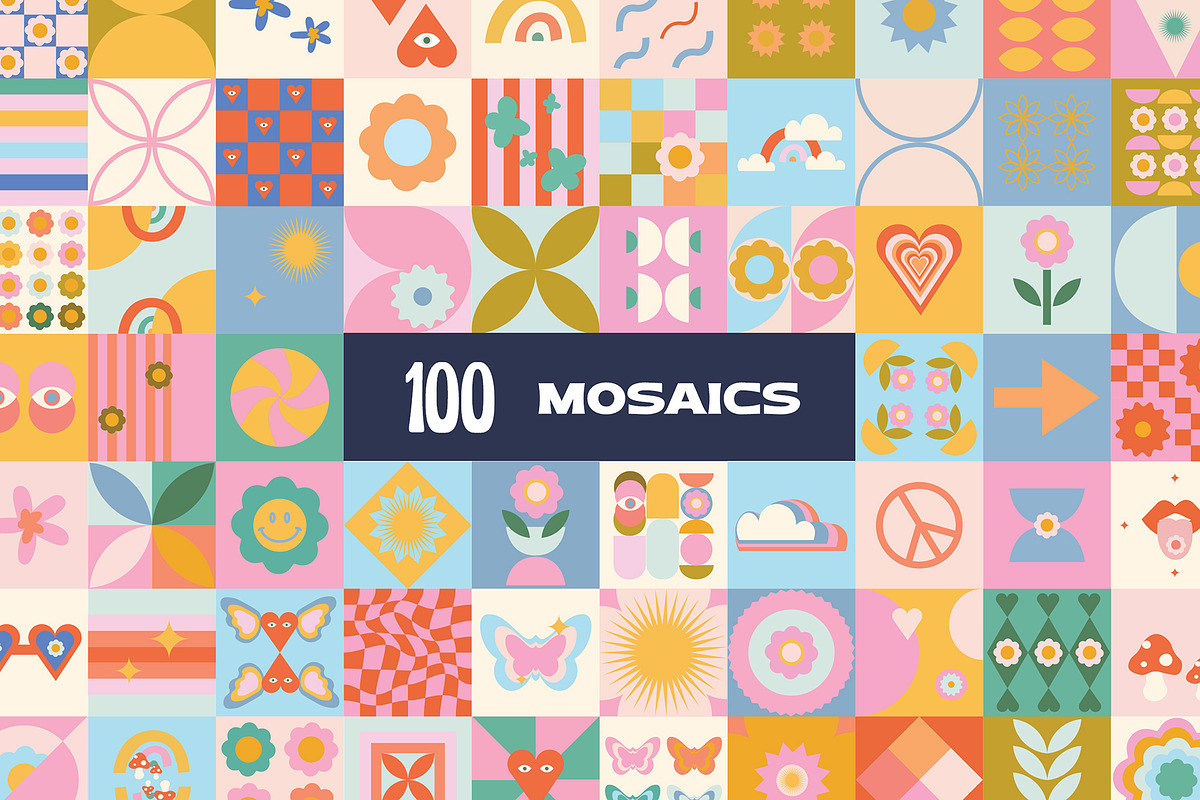 200 Vector Mosaics & Patterns, a Pattern Graphic by assetpro.design (Photo 3 of 16)