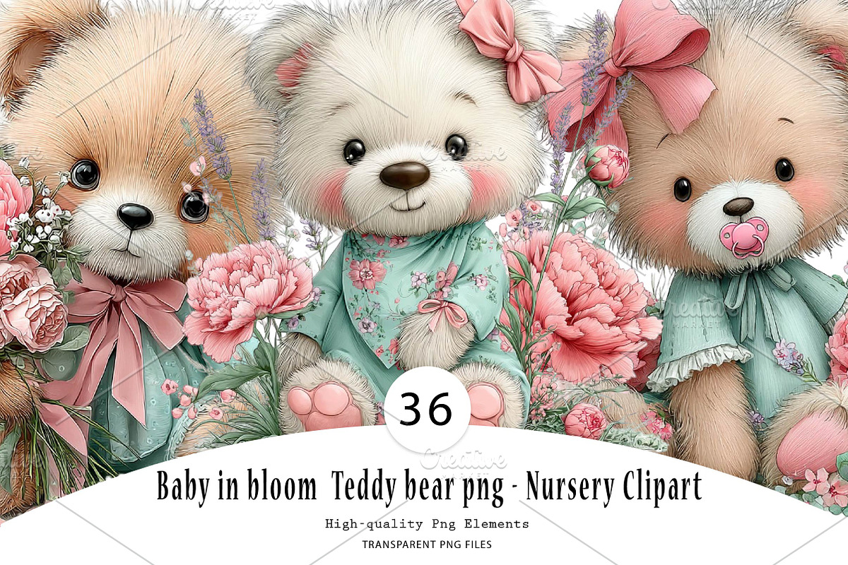 Baby in bloom Teddy bear png, a Seasonal Illustration by CreationArt (Photo 1 of 7)