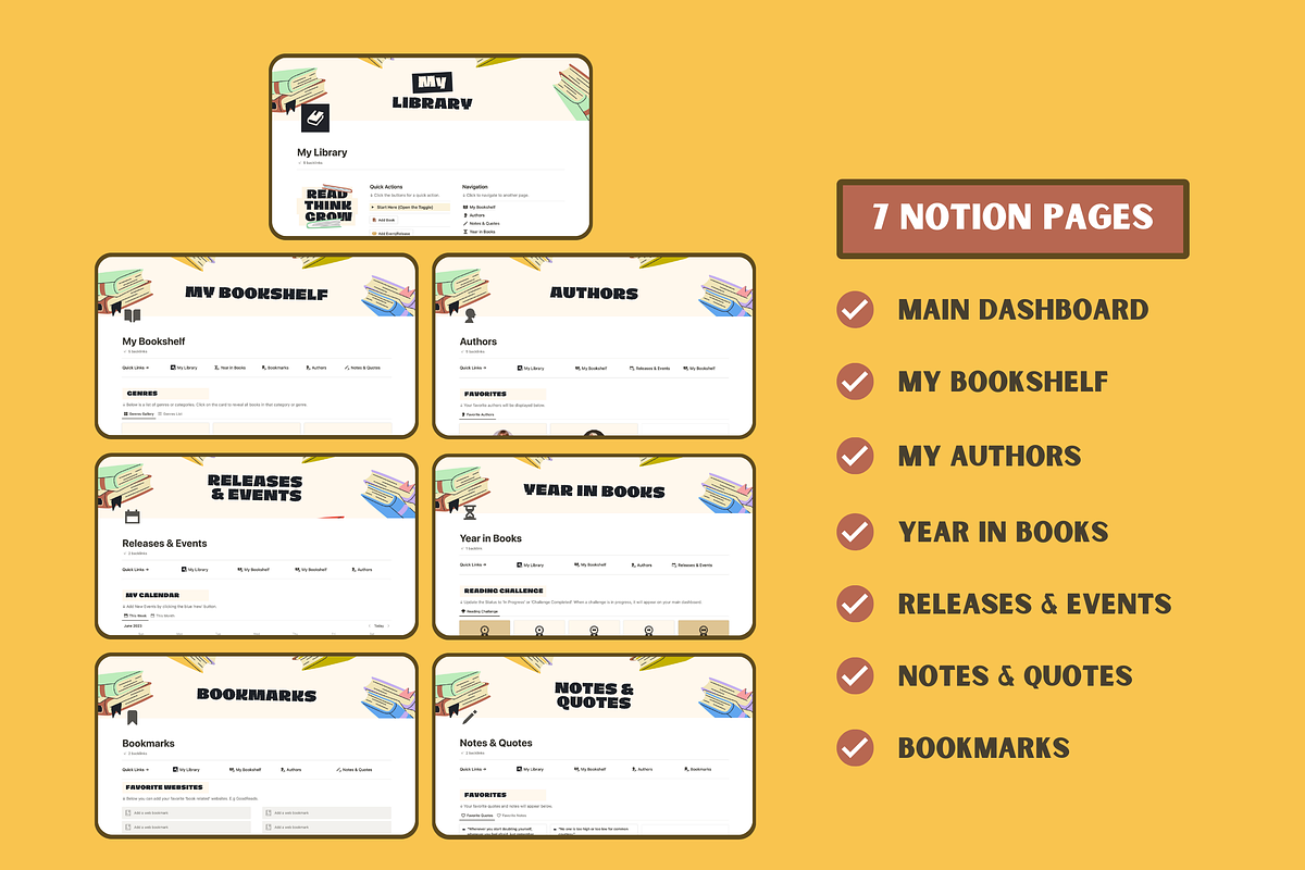 Notion Books and Reading Template, a Templates & Theme by Woolshark (Photo 2 of 10)