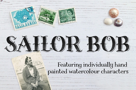 Sailor Bob Watercolour Display Font, a Font by Alexandra Snowdon