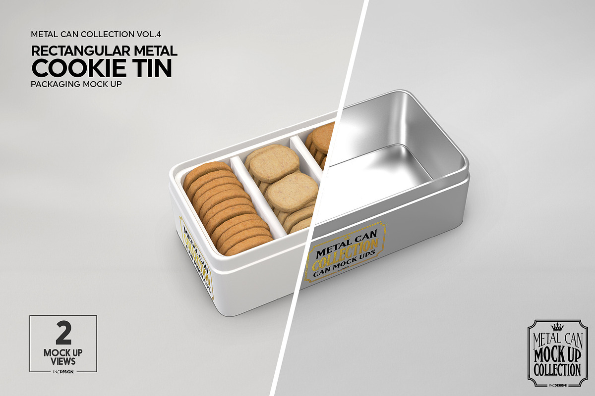 Metal Rectangular Cookie Tin Mockup, a Cups & Container Mockup by INCDesign (Photo 3 of 8)