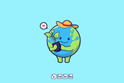 Cute Earth Eco Friendly With Plants, an Education Illustration by tkzgraphic (Thumbnail 1 of 3)