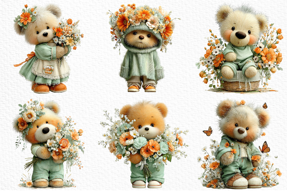 Spring Teddy Bear Clipart Png, an Illustration by Craft Nest (Photo 5 of 11)