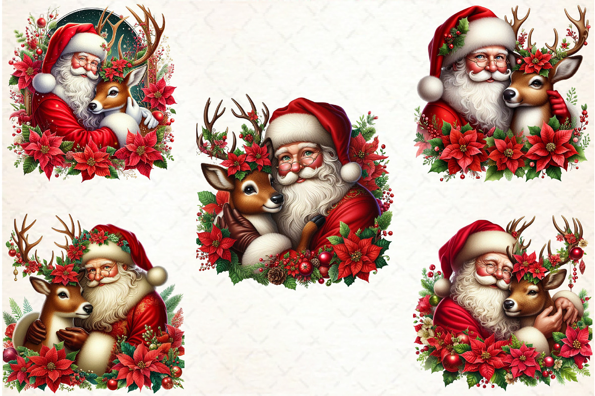 Santa Claus and Reindeer png, an Illustration by Libby Wishes (Photo 3 of 9)