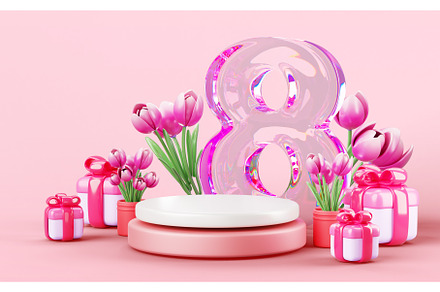 8 March congratulation or holiday, a Scene 3D Model by Marozhkastudio
