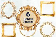 Golden Frames Watercolor Clipart, a Decorative Illustration by Loony Dream Designs (Thumbnail 1 of 4)