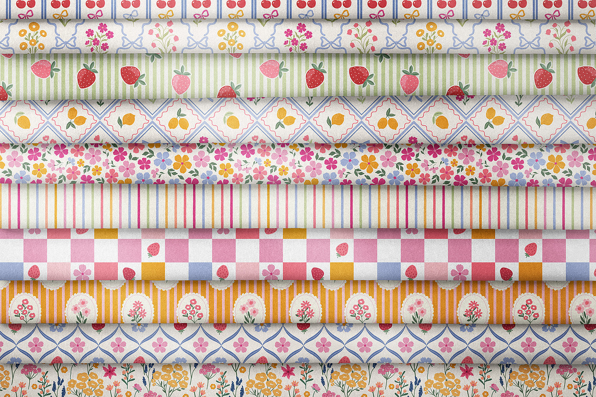 Florals & Stripes Vintage Patterns, a Pattern Graphic by Cozy pattern shop (Photo 2 of 11)