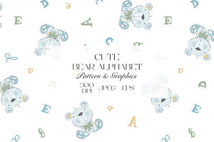 Cute Bear Alphabet Seamless Pattern, a Pattern Graphic by StudioGlouna