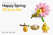 Happy Spring 3D Icon Set, an Object 3D Model by Eklip Studio (Thumbnail 4 of 4)