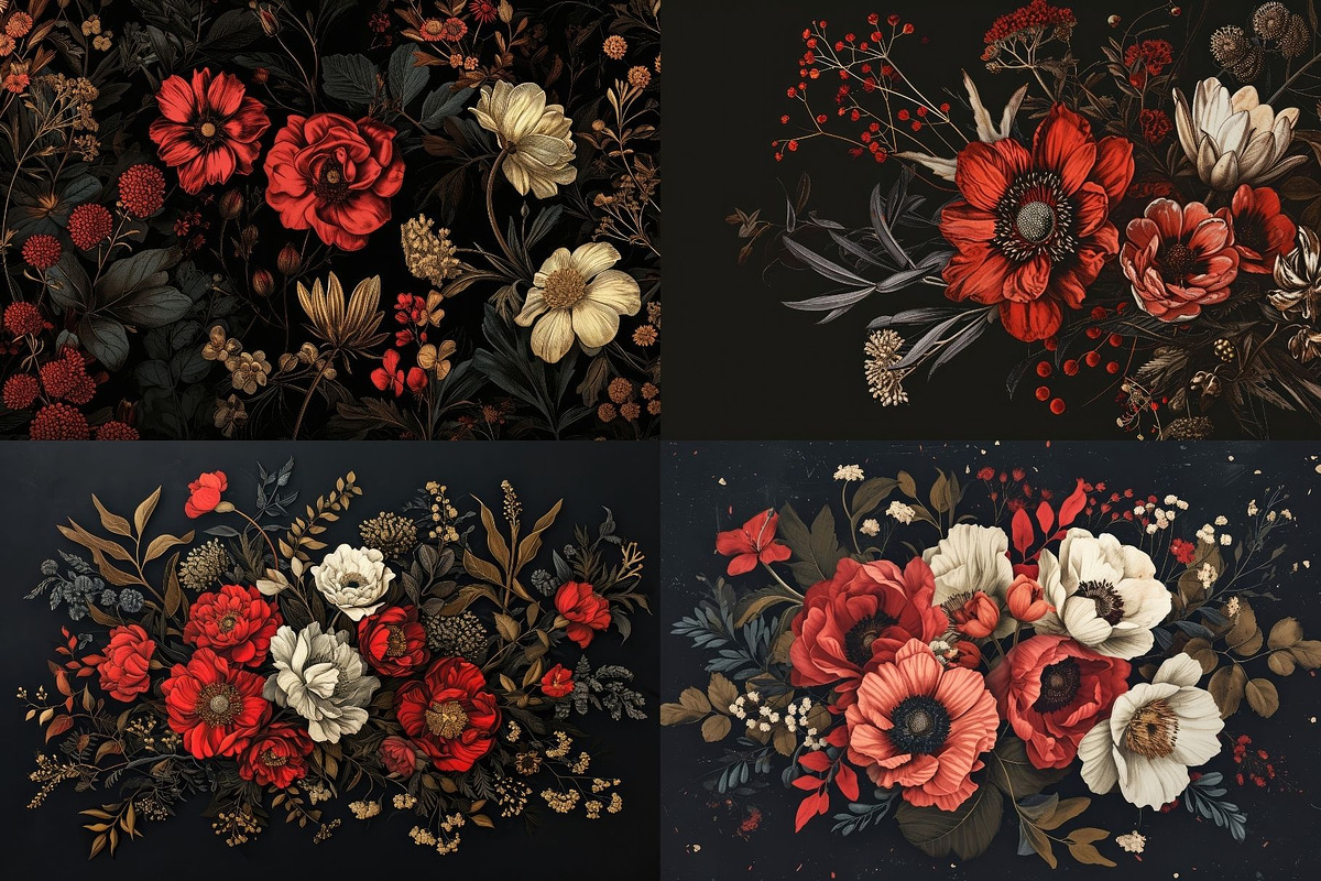 12 Dark Botanical Backgrounds, a Decorative Illustration by HipFonts (Photo 2 of 4)