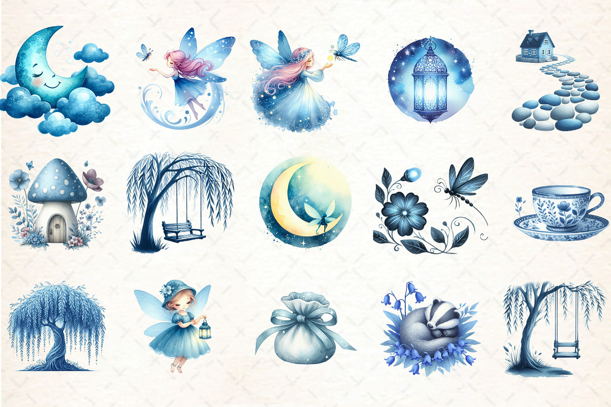 Blue Fairy Clipart, an Illustration by DreamCafeArt (Photo 3 of 6)