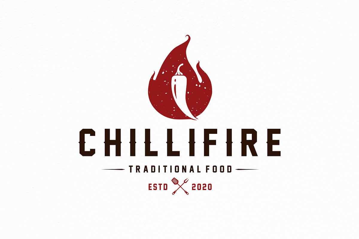 Chilli Fire Vintage Logo Template, a Branding & Logo Template by vectorwithin (Photo 1 of 3)