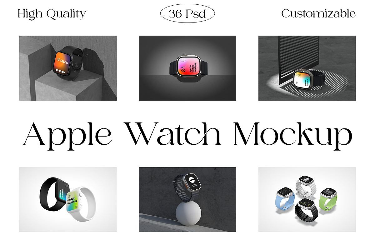 Apple Watch Mockup Bundle, a Wearable Device Mockup by Mockupdaddy (Photo 1 of 8)