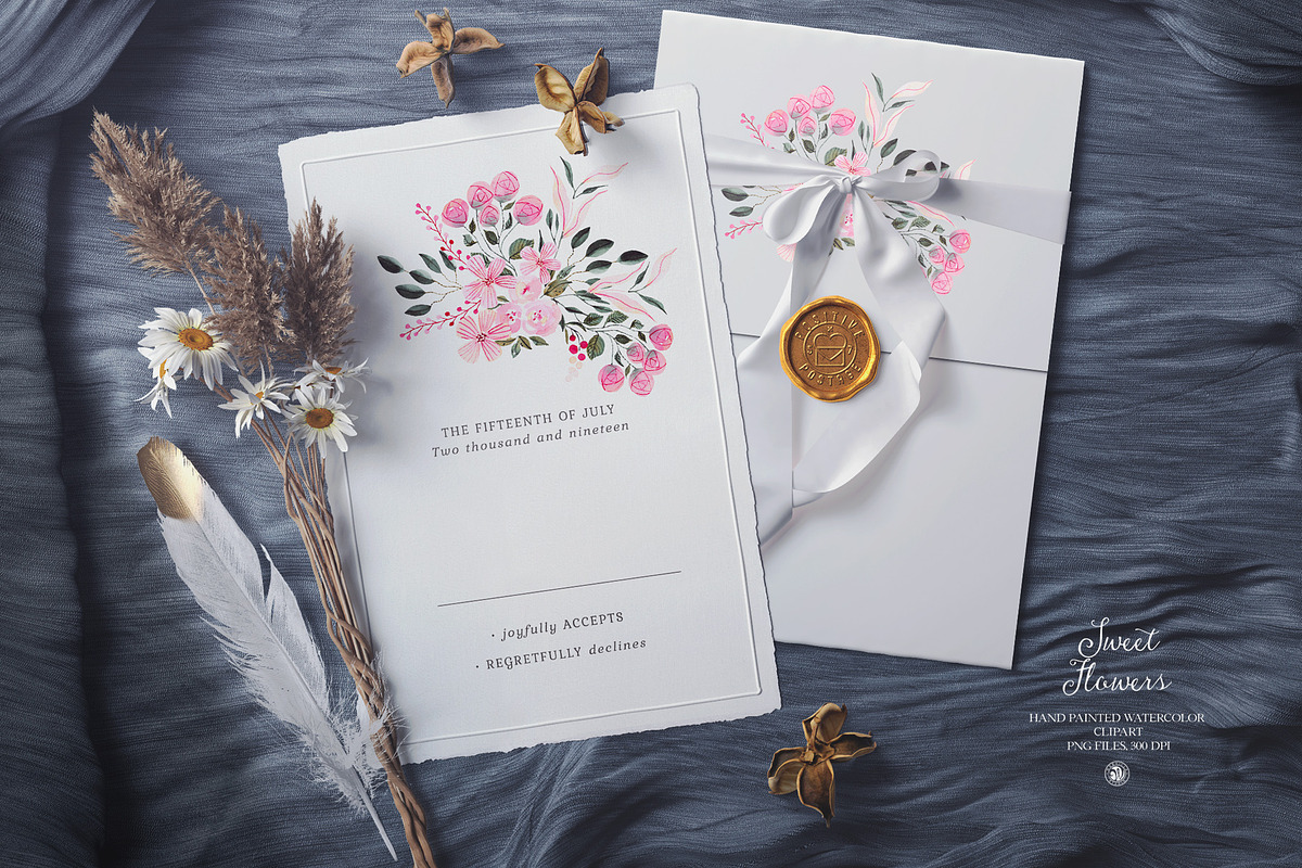Sweet Flowers - watercolor set, an Illustration by Webvilla Studio (Photo 2 of 8)