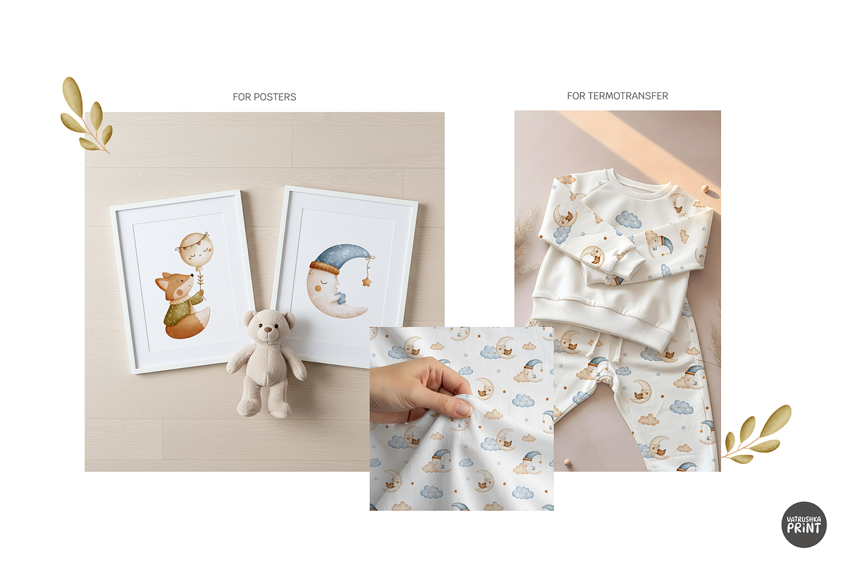 Good Night Baby Patterns Clipart, a Pattern Graphic by vatrushkaprint_store (Photo 10 of 10)