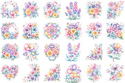 Watercolor Purple Floral Clipart, an Illustration by designcity5 (Thumbnail 2 of 5)