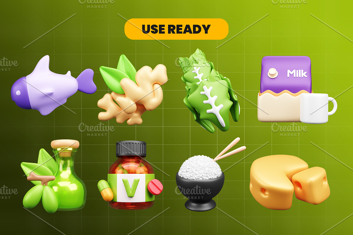 Nutrition Food 3d Icon Pack, an Object 3D Model by Ui Stock (Photo 3 of 6)