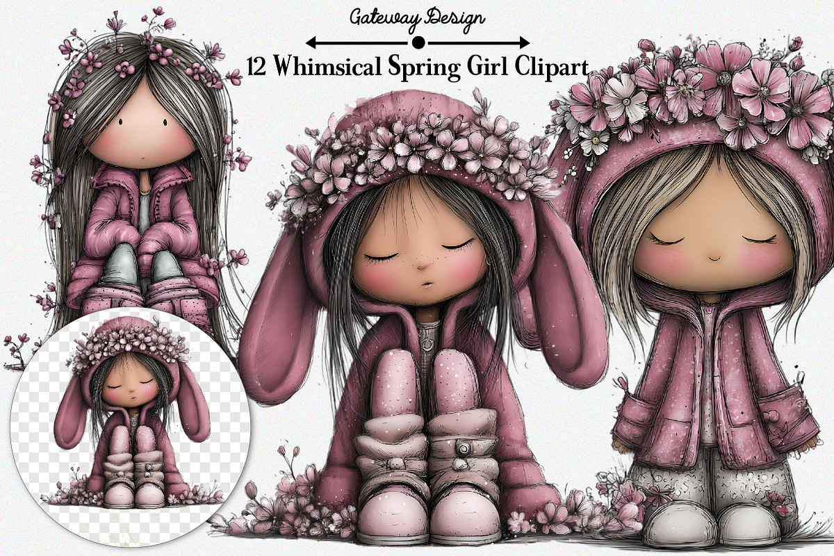 Whimsical Spring Girl Clipart, an Illustration by GatewayDesign (Photo 2 of 3)