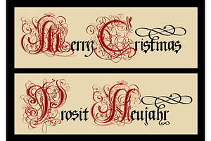 Gothic Christmas Calligraphy. Uncial