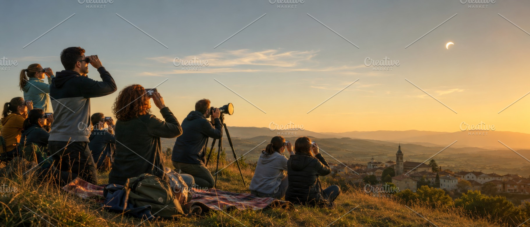 Solar eclipse observers in Europe ga, a Photo by Dvoevnore photos
