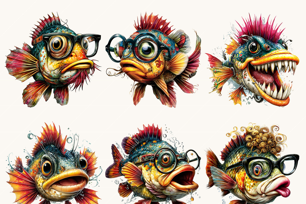 Whimsical Fish Clipart Bundle, an Animal Illustration by Design Scotch (Photo 7 of 8)