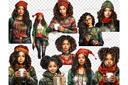 Christmas Black Girl Clipart | Xmas, a Person Illustration by GlamArtZhanna (Thumbnail 5 of 5)