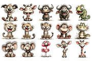 Quirky Safari Animals PNG, an Animal Illustration by Nicolle's Colorful Art (Thumbnail 2 of 6)