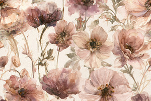 Muted Mauve Poppy Seamless Pattern, a Pattern Graphic by Virgo Studio