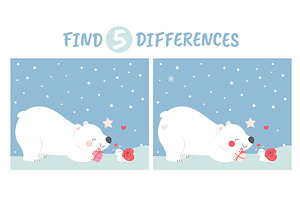 Find 5 differences children game, an Animal Illustration by Valerie Bodnar