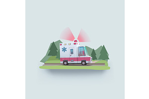 an emergency medical vehicle in, a Healthcare Illustration by IfH