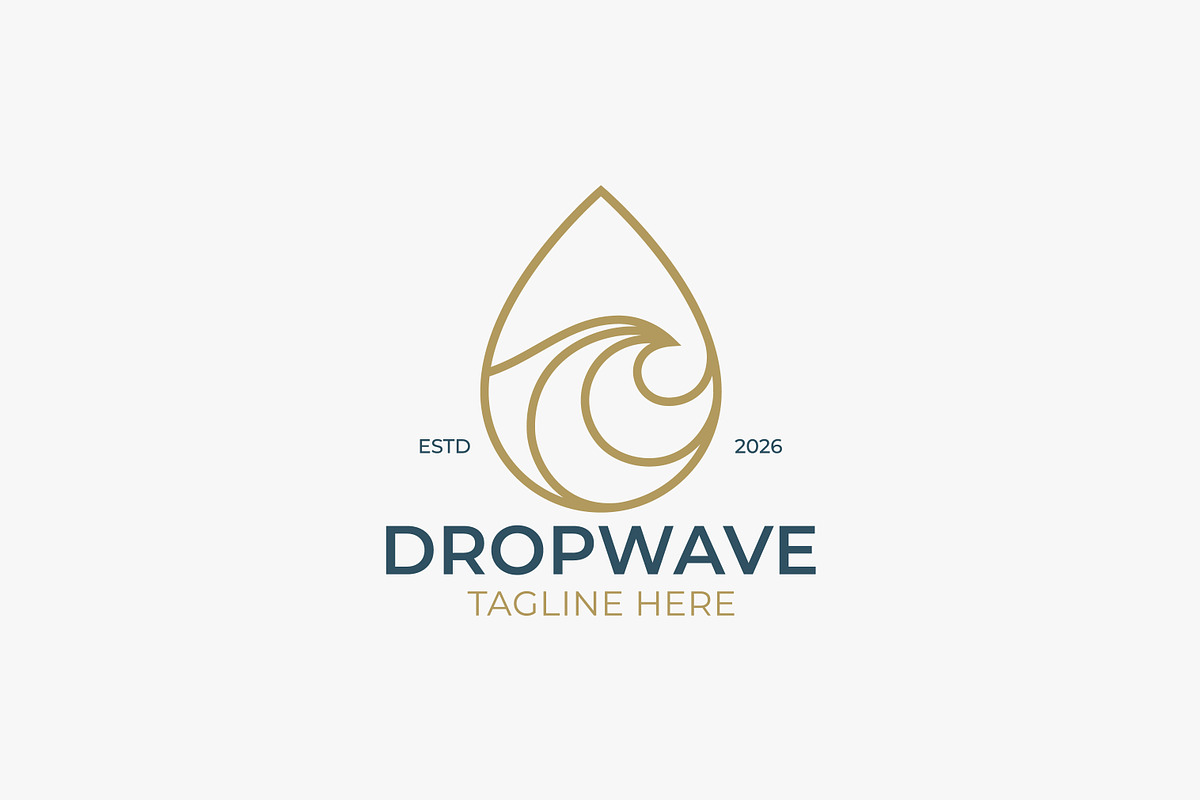 Golden Water Droplet Wave Logo, a Branding & Logo Template by Signatoro (Photo 1 of 3)