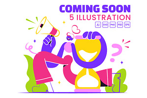 5 Coming Soon Vector Illustration